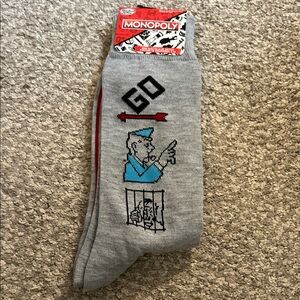 New Monopoly Socks Unisex 6-12 Hasbro Gaming- Stocking Stuffer!